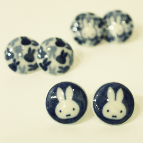 Miffy earrings Mino-yaki